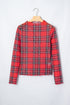 Sheer Plaid Round Neck Long Sleeve Pullover Top