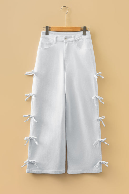 Bow Knot Side Detail Loose Wide Leg Jeans