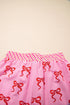 Bow Print Striped Patchwork Lace Trim Casual Shorts