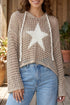 Acrylic Star Pattern Crochet Hooded Drawstring Sweater