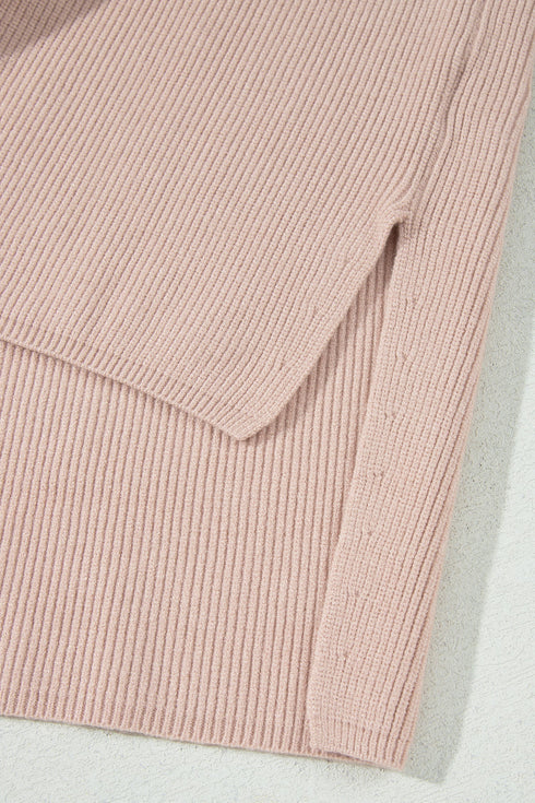 Split Hem High Neck Sleeveless Shift Sweater Vest