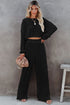 Corded Solid Cropped Pullover Wide Leg Pant Sets