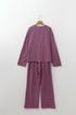 Striped Long Sleeve Top Drawstring Cotton Blend Pants Set