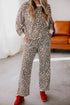 Coordinated Leopard Print Embroidery Details Pant Set