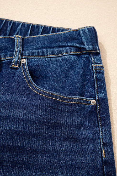 Washed Denim Lace Up Detail Statement Jeans