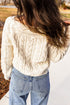 Drop Shoulder Round Neck Cable Knit Sweater