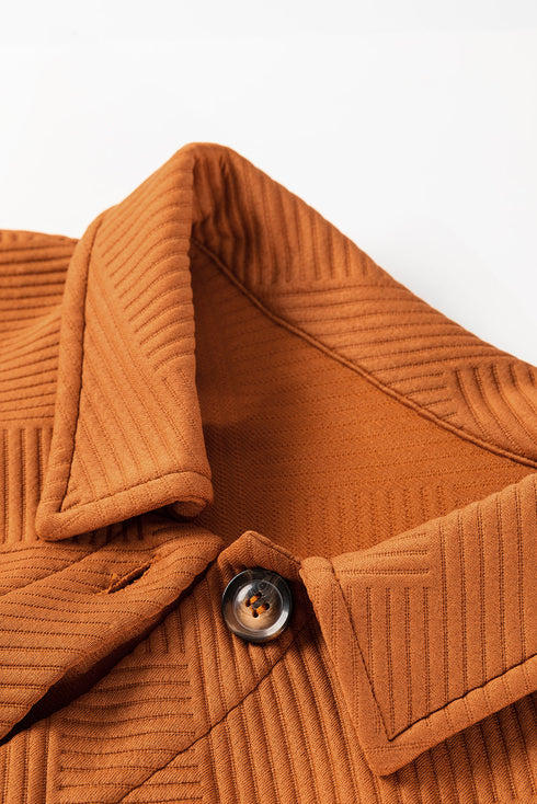 Flame Textured Drop Shoulder Buttoned Duster Coat