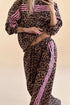 Leopard Print Striped Long Sleeve Top Pant Set