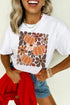 Polyester Cotton Blend Floral Pumpkin Print Tee