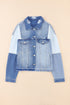 Casual Patchwork Distressed Frayed Hem Denim Jacket