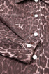 Leopard Print Oversized Patch Pocket Long Sleeve Denim Jacket