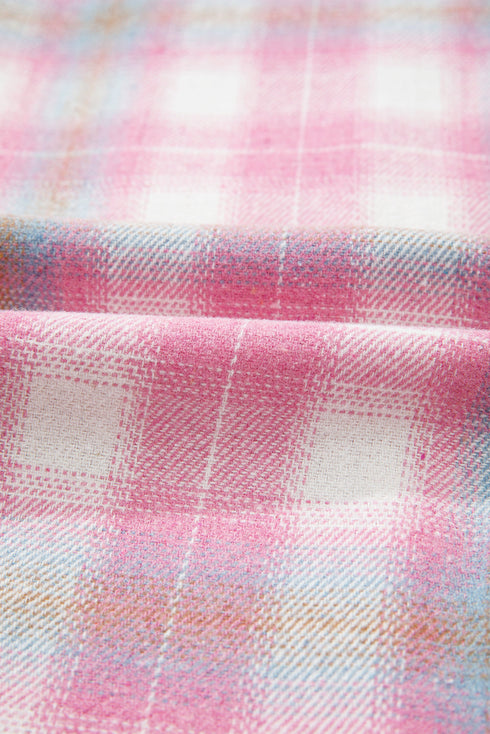 Brushed Plaid Corduroy Patchwork Flap Pocket Shacket