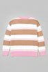 Striped V Neck Long Sleeve Tunic Sweater