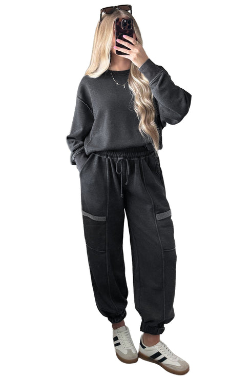 Polyester Cotton Seamed Coordinated Jogger Pant Set