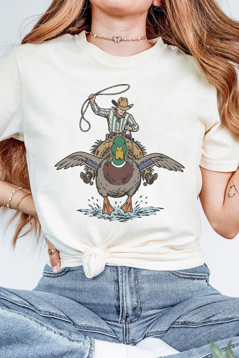 Western Duck Print Graphic Novelty Statement Tee
