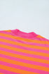 Striped Patchwork Mock Neck Pullover Dress Set