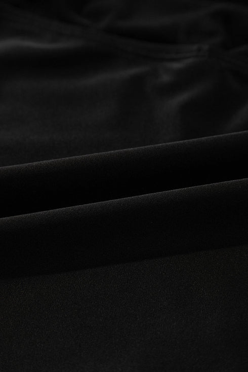 Asymmetrical Ruched Sheer Mesh Two Piece Set