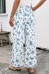 Floral Print Tie Waist Seamed Straight Leg Jeans