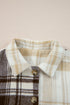 Button Front Patchwork Side Pocket Plaid Shacket