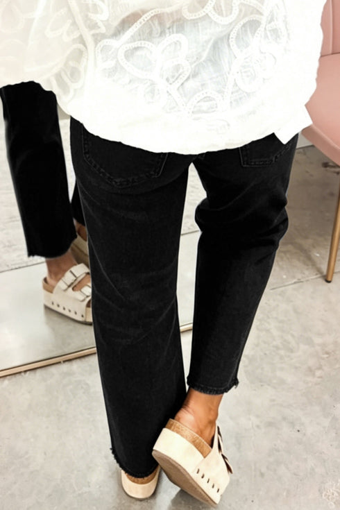 Sequined Ghost Patch Raw Hem Graphic Jeans