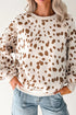 Leopard Print Dropped Shoulder Round Neck Sweatshirt