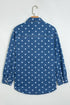 Polka Dot Long Sleeve Collar Shift Tunic Denim Jacket