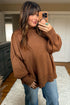 Oversized Ribbed Knit Long Sleeve Tunic Sweater