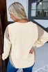Western Print Striped Detail Long Sleeve Top
