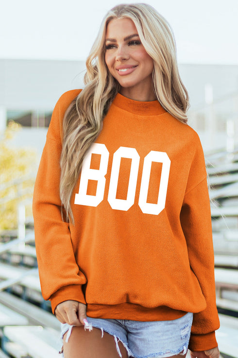 Boo Double Sided Print Reversible Mock Neck Sweatshirt