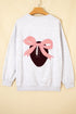 Embroidered Football Bow Back Long Sleeve Game Day Sweatshirt