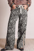 Leopard Print Drawstring Waist Straight Leg Jeans
