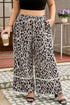 Exposed Seam Patched Pocket Leopard Wide Leg Bottoms
