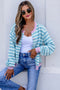 Striped Long Sleeve Round Neck Open Front Cardigan
