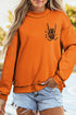 Spooky Themed Graphic Raised Mock Neck Sweatshirt