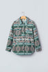 Aztec Geometric Print Button Front Long Sleeve Shacket