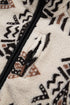 Geometric Print Long Sleeve Shirt Collar Zip Up Placket Binding Tape Jacket