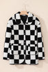 Checkered Collared Buttoned Side Pocket Fleece Jacket