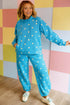 Polka Dot Hooded Drawstring Long Sleeve Loungewear Set