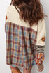 Sequined Pumpkin Face Patch Henley Waffle Long Sleeve Tee