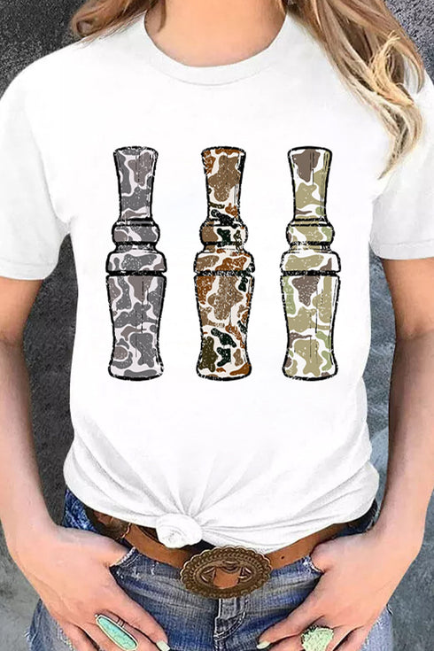 Camo Pattern Graphic Round Neck Statement Tee