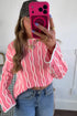 Wavy Hollow Out Knit Long Sleeve Cotton Pullover Sweater
