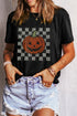 Polyester Cotton Blend Rhinestone Pumpkin Graphic Tee