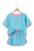 Contrast Trim Drop Shoulder Two Piece Skort Set