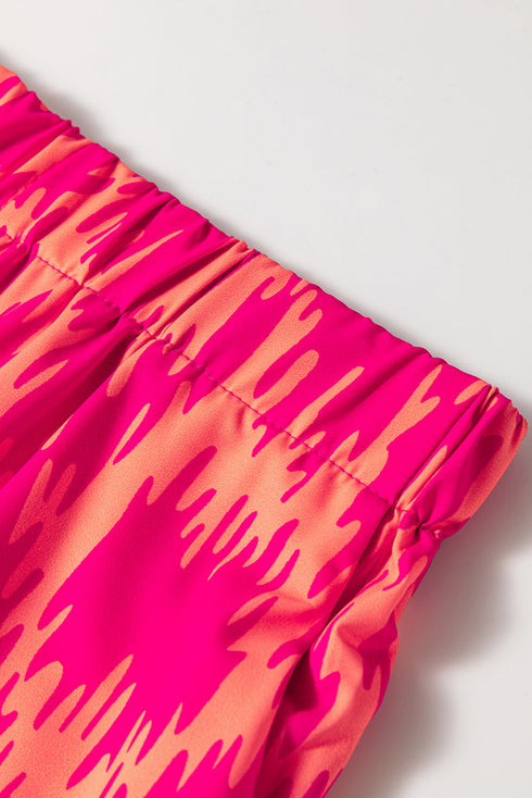 Bohemian Aztec Geometric Print Puff Sleeve Ruffled Sleepwear Set