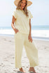 Metallic Lattice Textured Wide Leg Pant Set