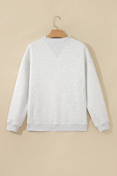 High Neck Ribbed Cuff And Hem Sweatshirt