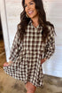 Southern Belle Plaid Long Sleeve Shift Mini Dress