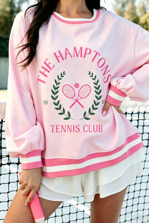 Polyester Embroidered Tennis Crew Neck Pullover Sweatshirt
