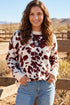 Cow Pattern Western Long Sleeve Round Neck Pullover Sweater