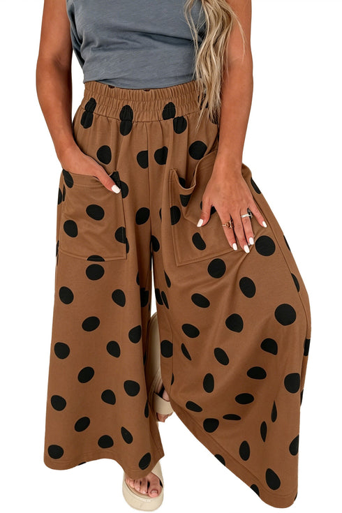 Polka Dot Wide Leg Elastic Waist Pants